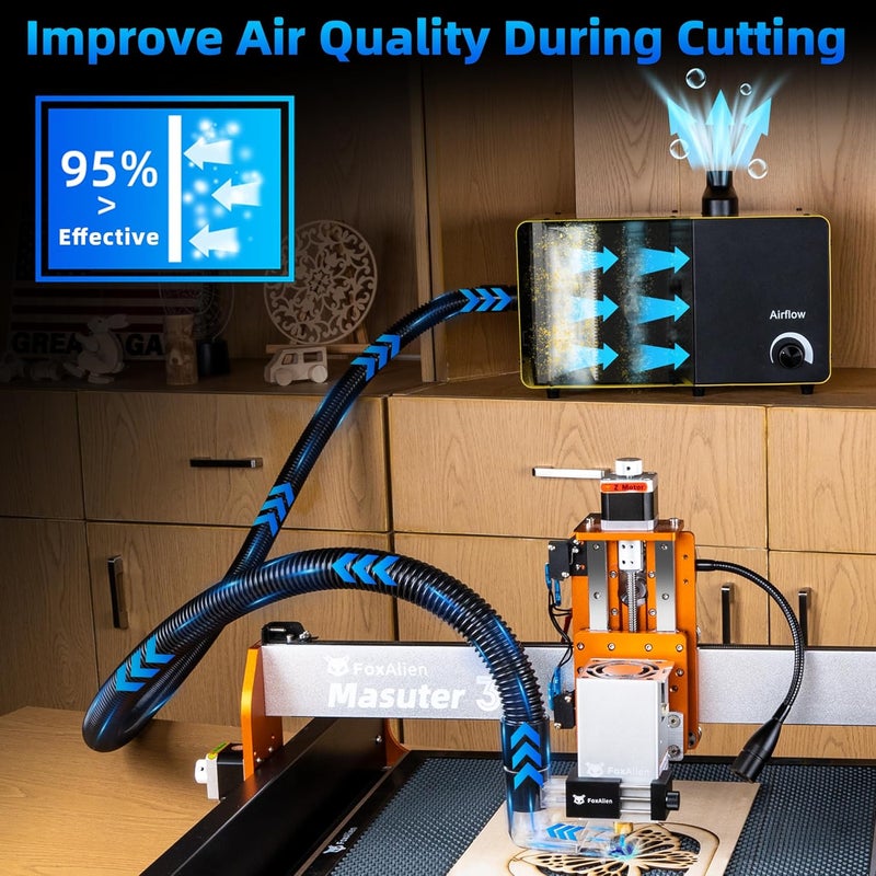 FoxAlien Smoke Fume Extractor for CNC Engraving Machines, Compatiable with HFS-800 Dust Collector - Image 3